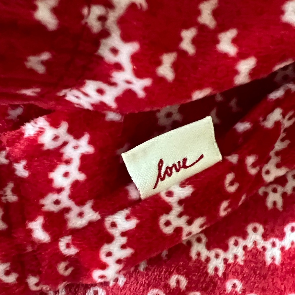 Women's Fleece White and Red Pajama Set - Picture 4 of 9